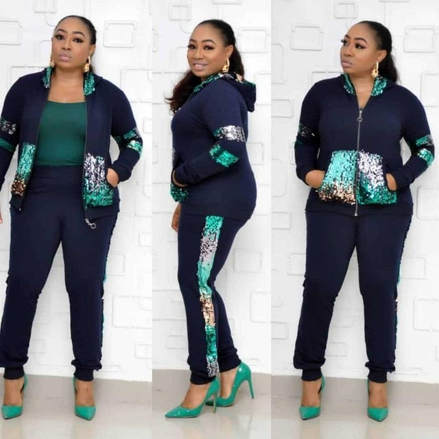 2 Two Piece Set Women track suit tops and pants hooded suit